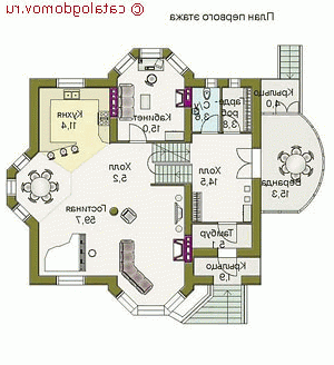 Трехэтажный коттедж № N-320-1P - 1-й этаж