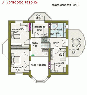 Трехэтажный коттедж № N-320-1P - 2-й этаж