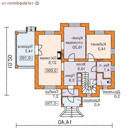 Трехэтажный дом № H-181-2P - 1-й этаж