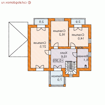 Трехэтажный дом № H-181-2P - 2-й этаж