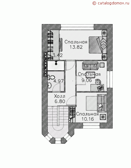 Проект пенобетонного дома № D-174-1P - 2-й этаж
