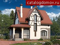 Коттедж с камином № F-198-1P Коттедж с камином № F-198-1P