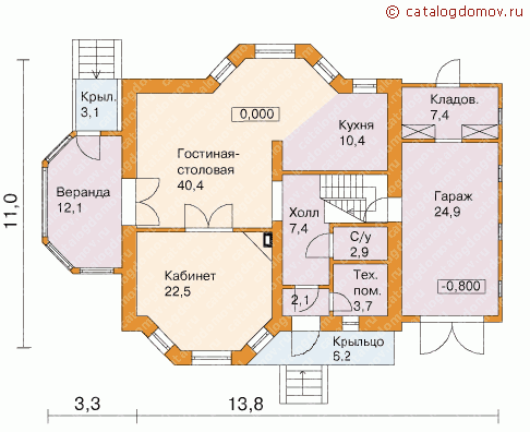 Проект экономичного дома № G-201-1P - 1-й этаж