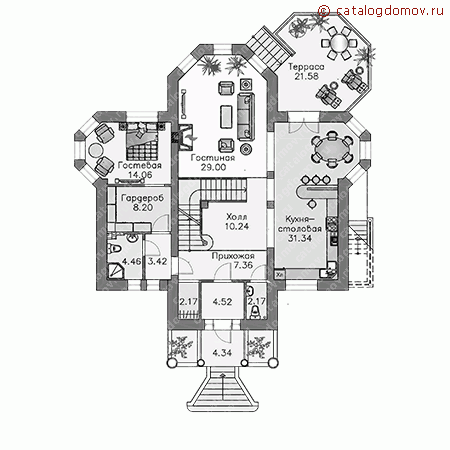 Проект небольшого особняка № G-358-1P - 1-й этаж