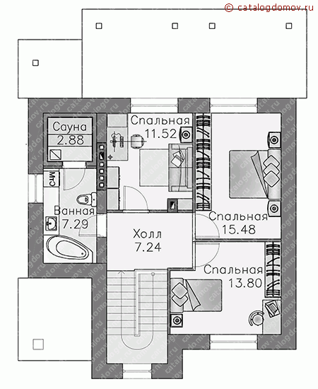 Проект кирпичного дома № H-123-1K - 2-й этаж