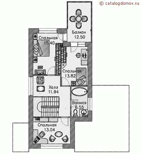 Проект кирпичного дома № H-141-2K - 2-й этаж