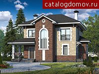 2-этажный коттедж с эркером № H-185-1P 2-этажный коттедж с эркером № H-185-1P