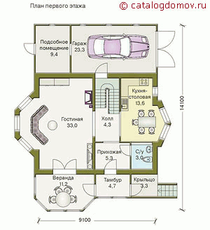 Проект дома для большой семьи № H-220-1P - 1-й этаж