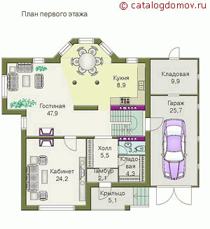 Трехэтажный особняк № J-279-1P - 1-й этаж