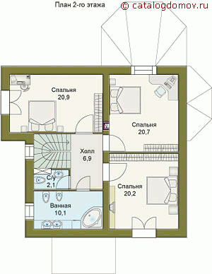 Проект дачного дома из кирпича № L-184-1K - 2-й этаж