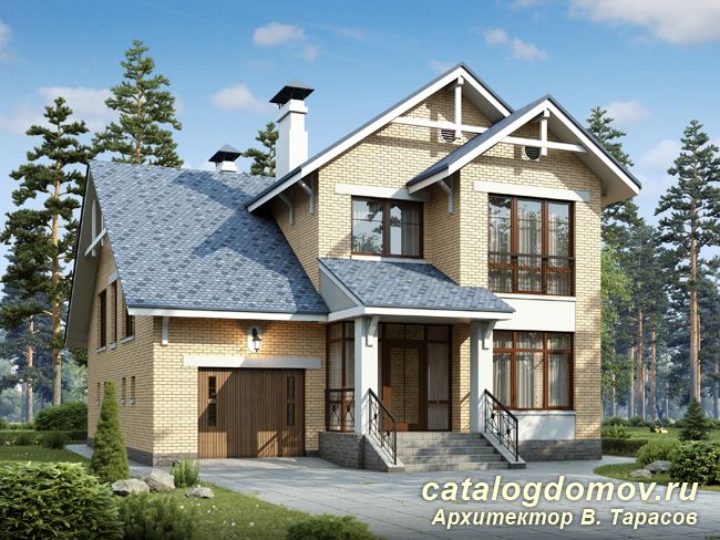 Кирпичный коттедж с гаражом № N-218-1K Кирпичный коттедж с гаражом № N-218-1K