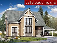 Проект компактного коттеджа с навесом № T-118-2P Проект компактного коттеджа с навесом № T-118-2P